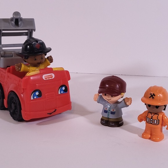Fisher-Price Other - Fisher Price Little People Fire Truck Vehicle Firefighter Worker Figures 2018-19